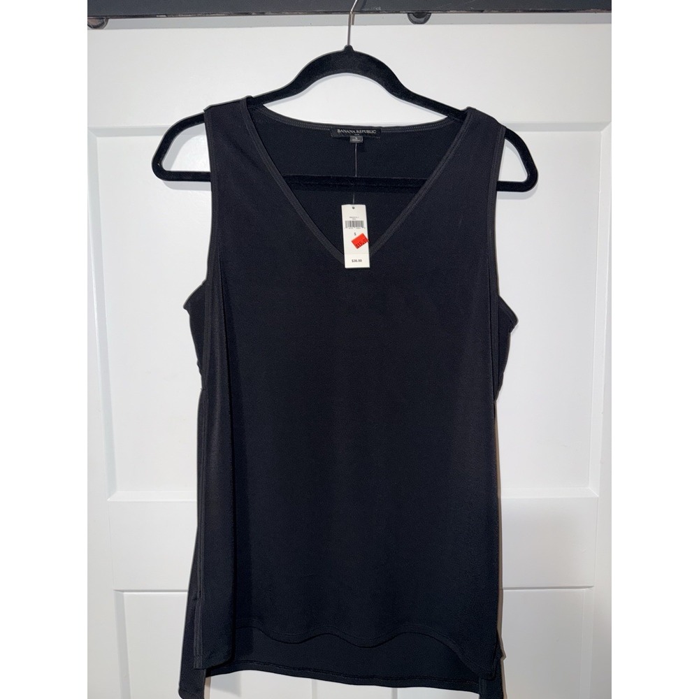 Banana Republic Black Sleeveless V-Neck Blouse Tank Top Women's Small NWT